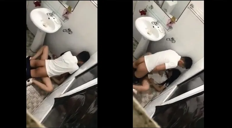 Con ghệ say xỉn và any trong phòng tắm nhà hàng